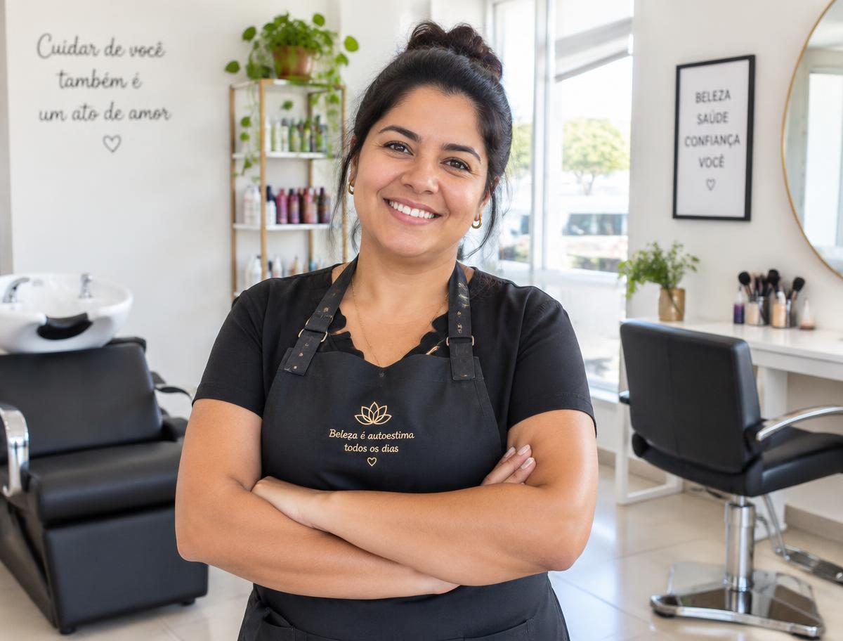 Empreendedora em seu salão de beleza